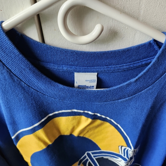 1985 NFL LA RAMS Vintage Bold Gold Royal Tshirt By SALEM - Picture 2 of 11